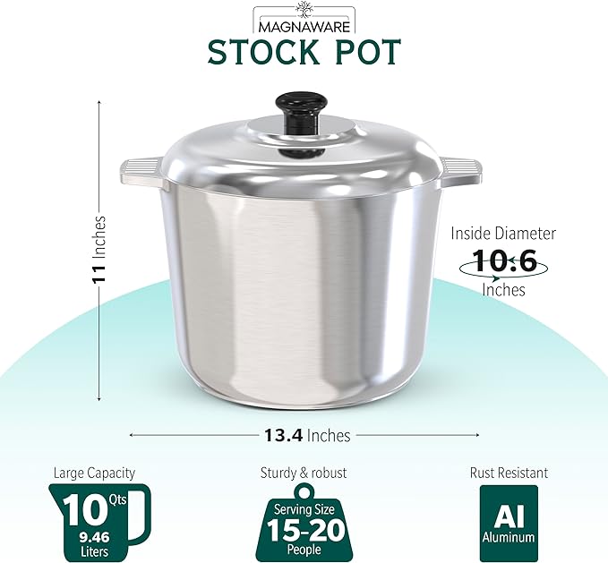 Magnaware 10-Quart Aluminum Stock Pot with Lid