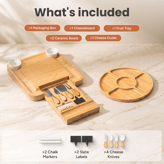Charcuterie Cheese Board Set with Serving Accessories