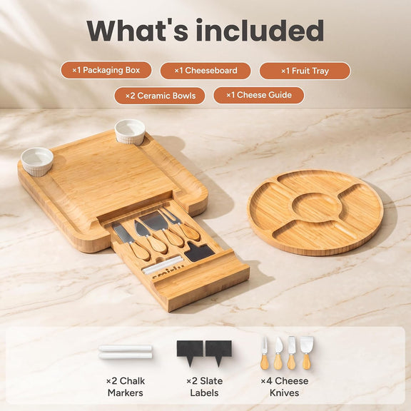 Charcuterie Cheese Board Set with Serving Accessories