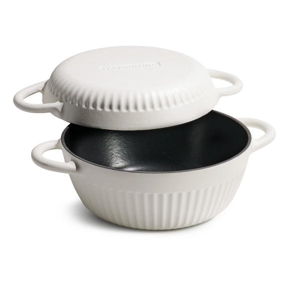 Tramontina 4 QT Enameled Cast Iron Dutch Oven for Bread Baking White