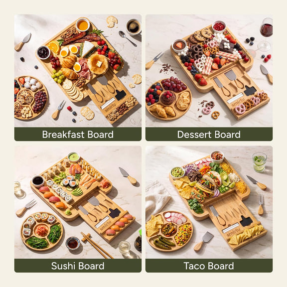 Charcuterie Cheese Board Set with Serving Accessories