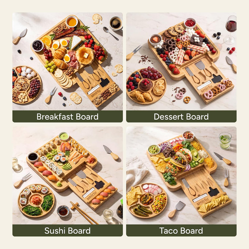 Charcuterie Cheese Board Set with Serving Accessories