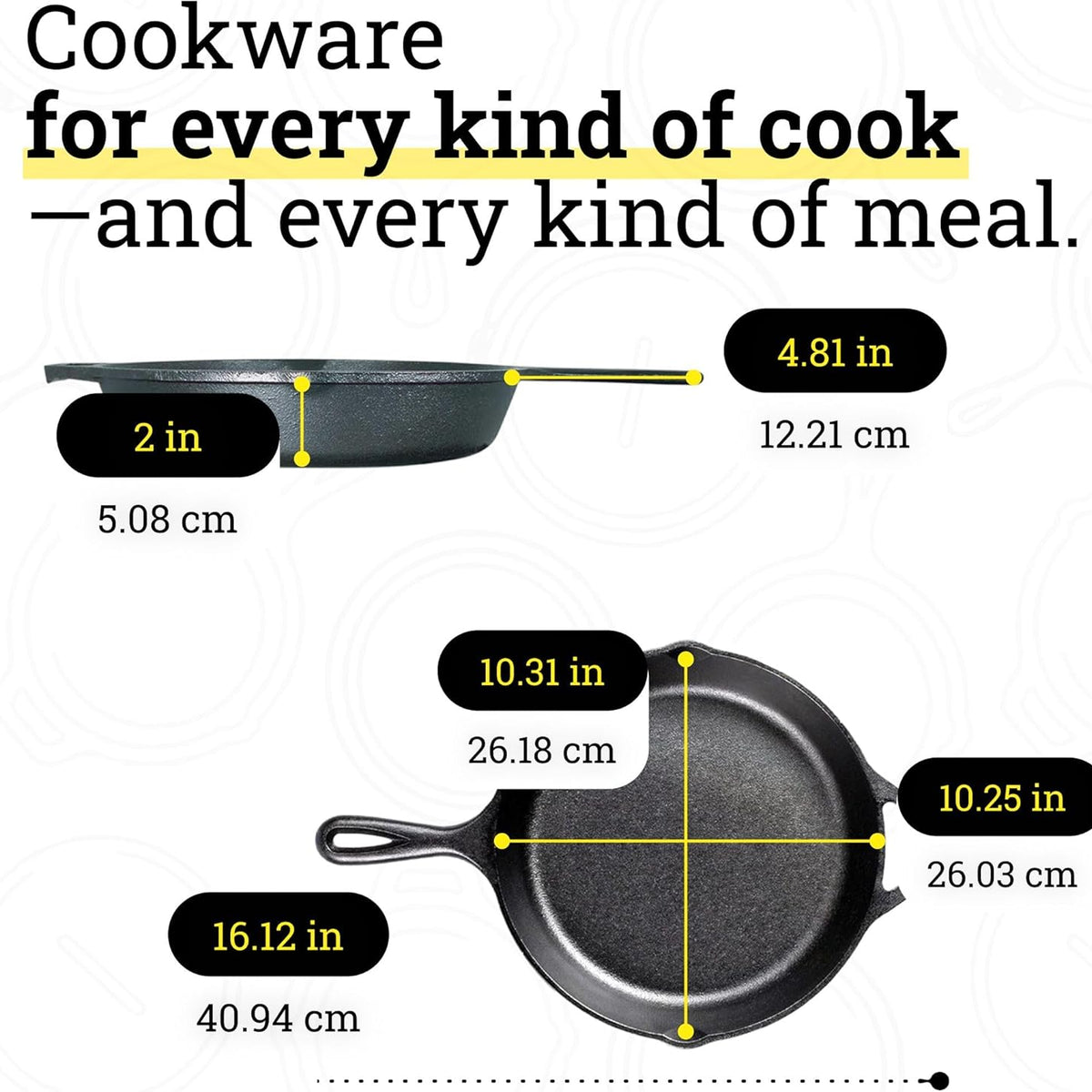 10.25 Inch Pre-Seasoned Cast Iron Skillet | Non-Toxic, PFAS-Free Frying Pan for Oven, Stove & Grill