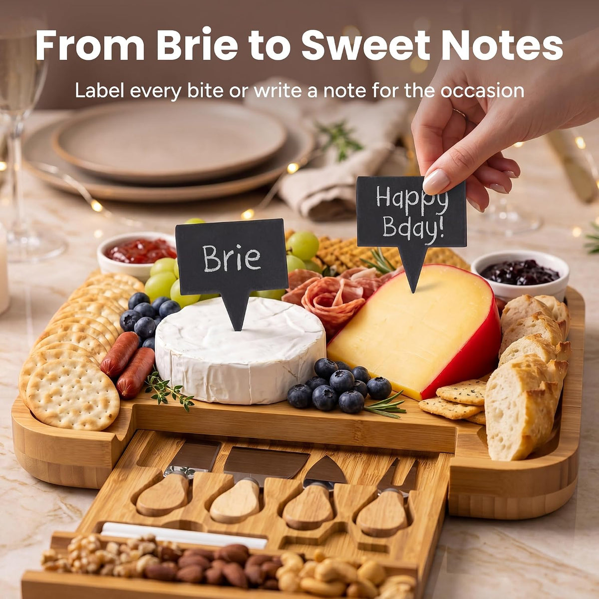 Charcuterie Cheese Board Set with Serving Accessories