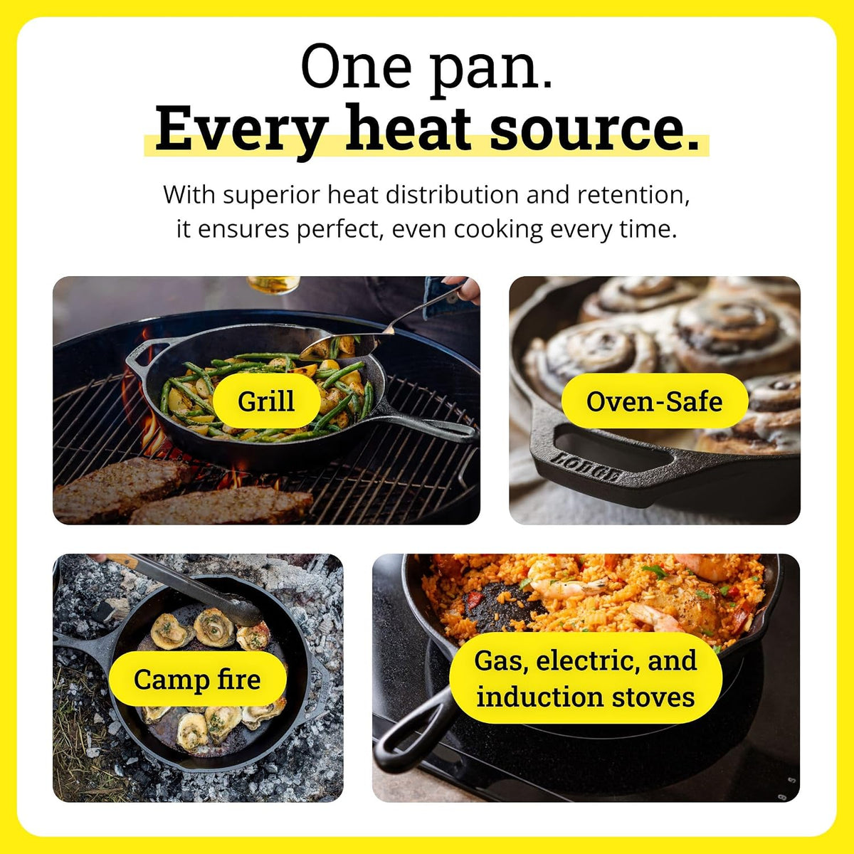 10.25 Inch Pre-Seasoned Cast Iron Skillet | Non-Toxic, PFAS-Free Frying Pan for Oven, Stove & Grill