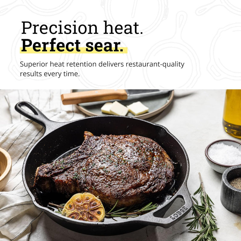 10.25 Inch Pre-Seasoned Cast Iron Skillet | Non-Toxic, PFAS-Free Frying Pan for Oven, Stove & Grill