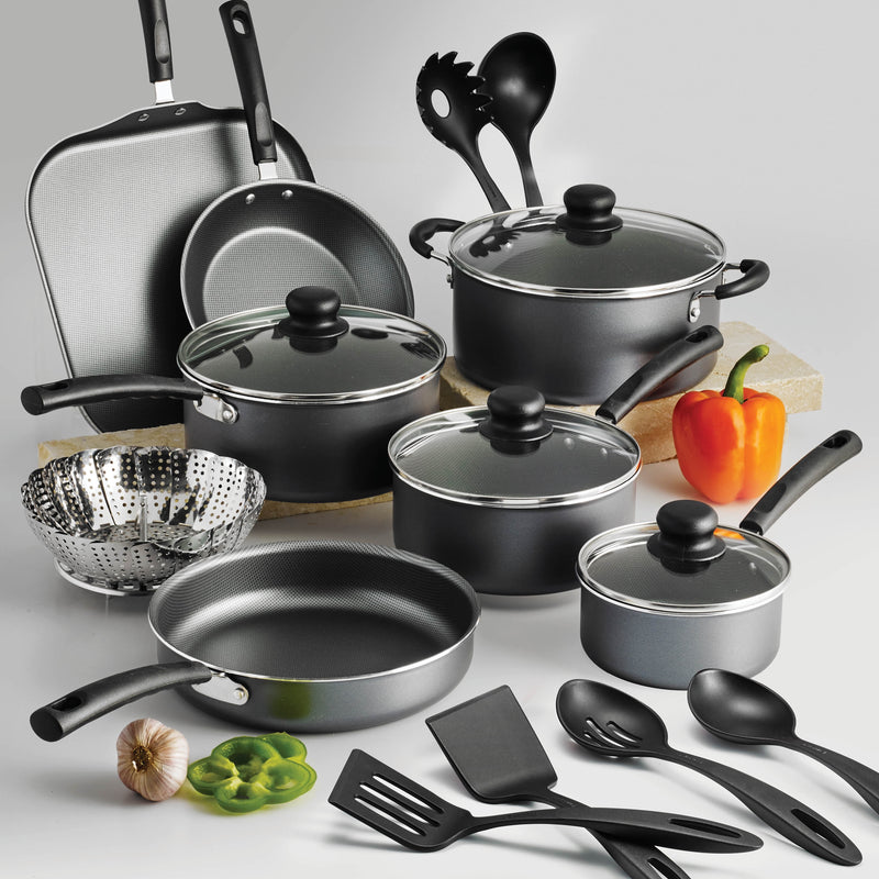 Tramontina  18 Piece Non-Stick Cookware Set, Steel Gray