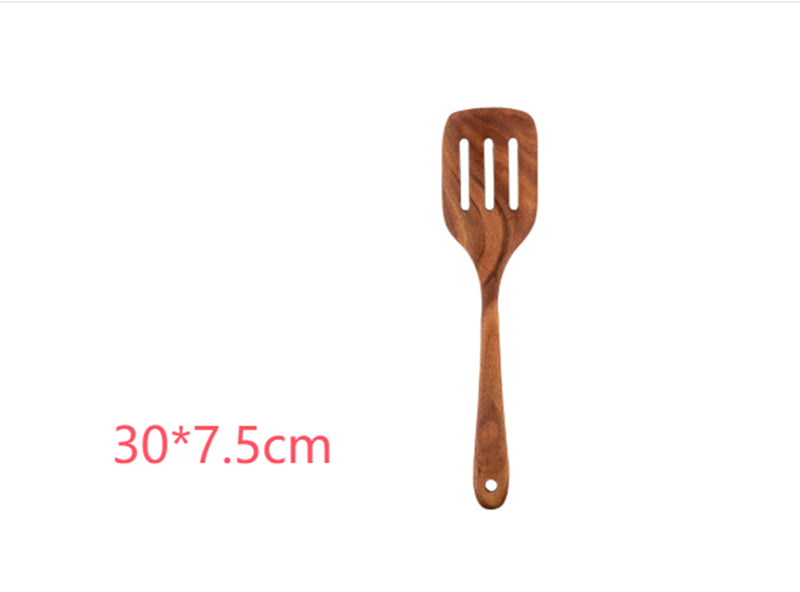 Teak Natural Wood Ladle Turner Colander Soup Skimmer Tool Set