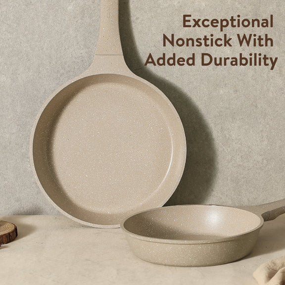 Carote 13-Piece Nonstick Cookware Set, Kitchen Pots and Pans Sets with Stay-Cool Handles, Taupe