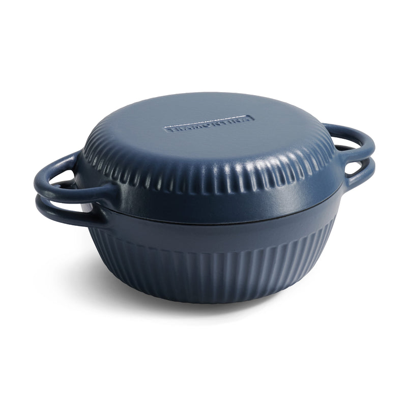 Tramontina 4 QT Enameled Cast Iron Dutch Oven for Bread Baking Blue