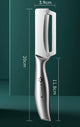 Peeling knife with measurements on a green background