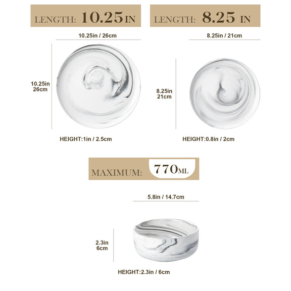 Measurement chart comparing two sizes of a container with dimensions and capacity details.