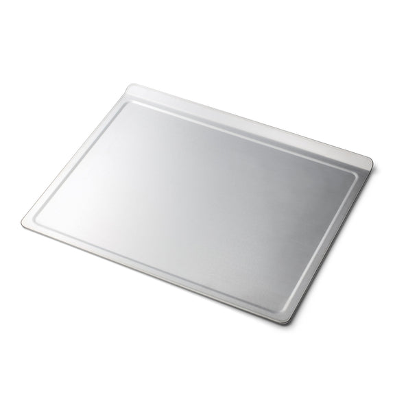Metal baking tray on a white background