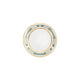 Decorative plate with gold and green rim on a white background