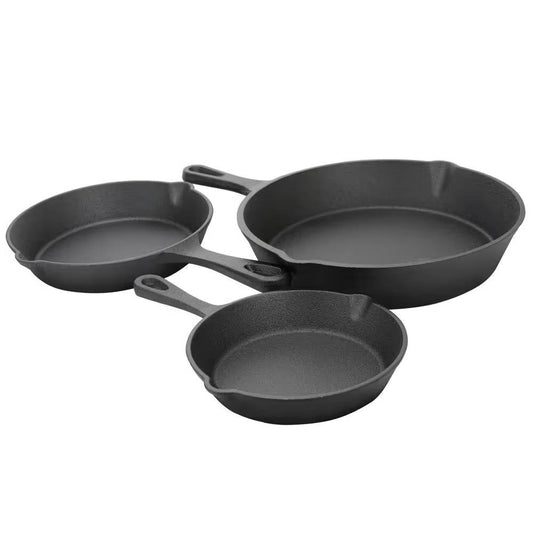 3-Piece Pre-Seasoned Cast Iron Skillet Set | 6", 8" & 10" Frying Pans