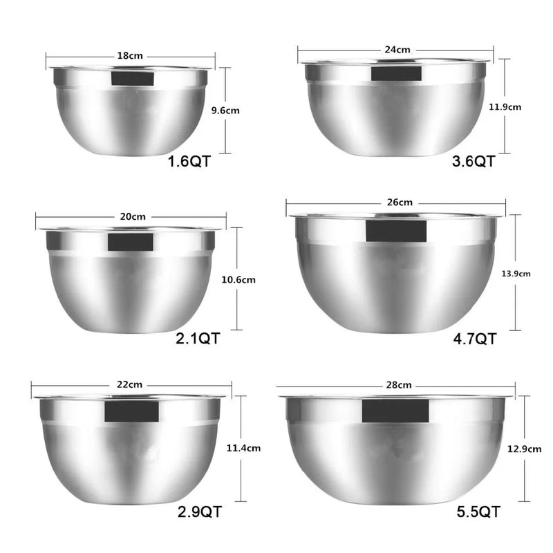 LMETJMA Stainless Steel Mixing Bowls Non Slip Whisking Bowls Set