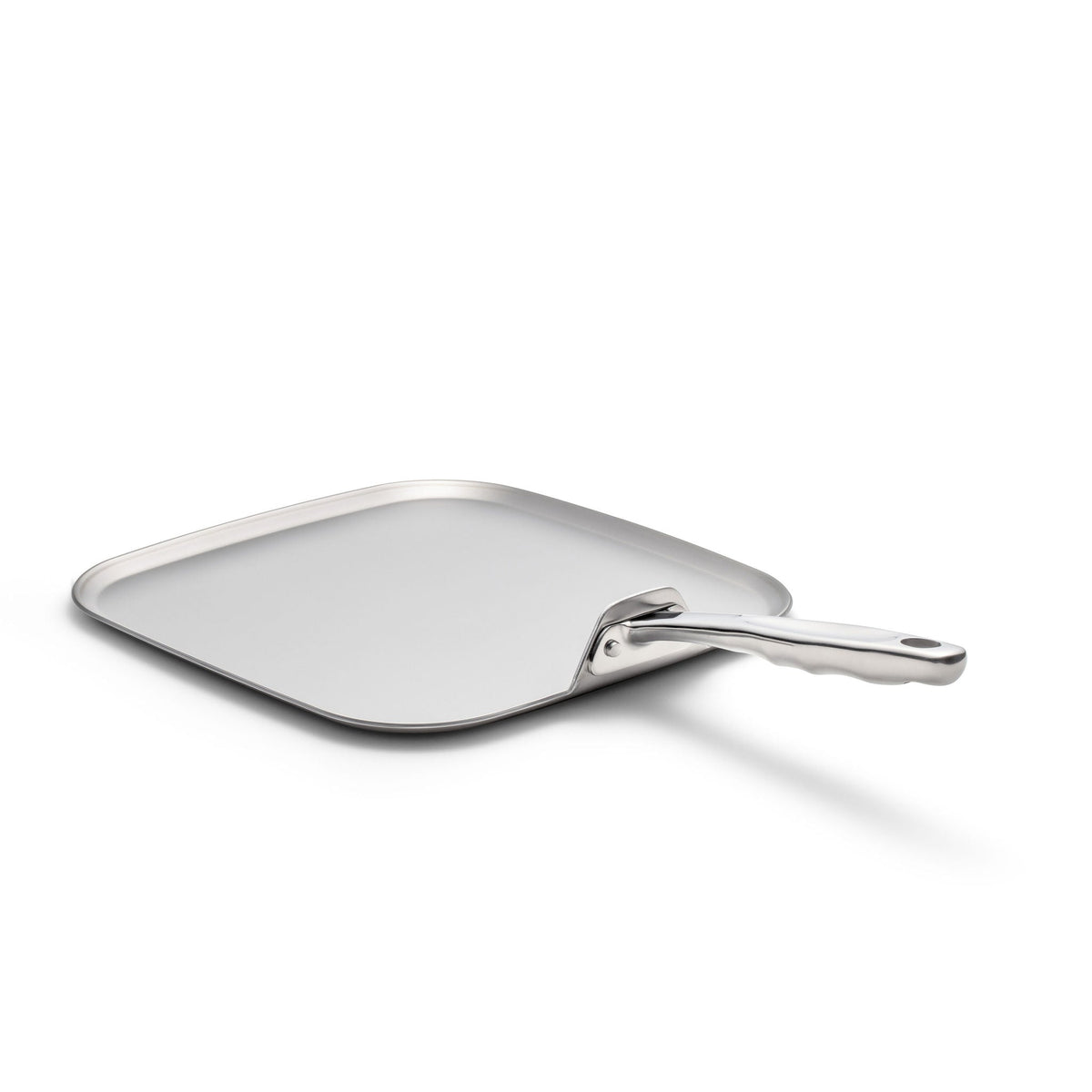 Metal spatula on a white background