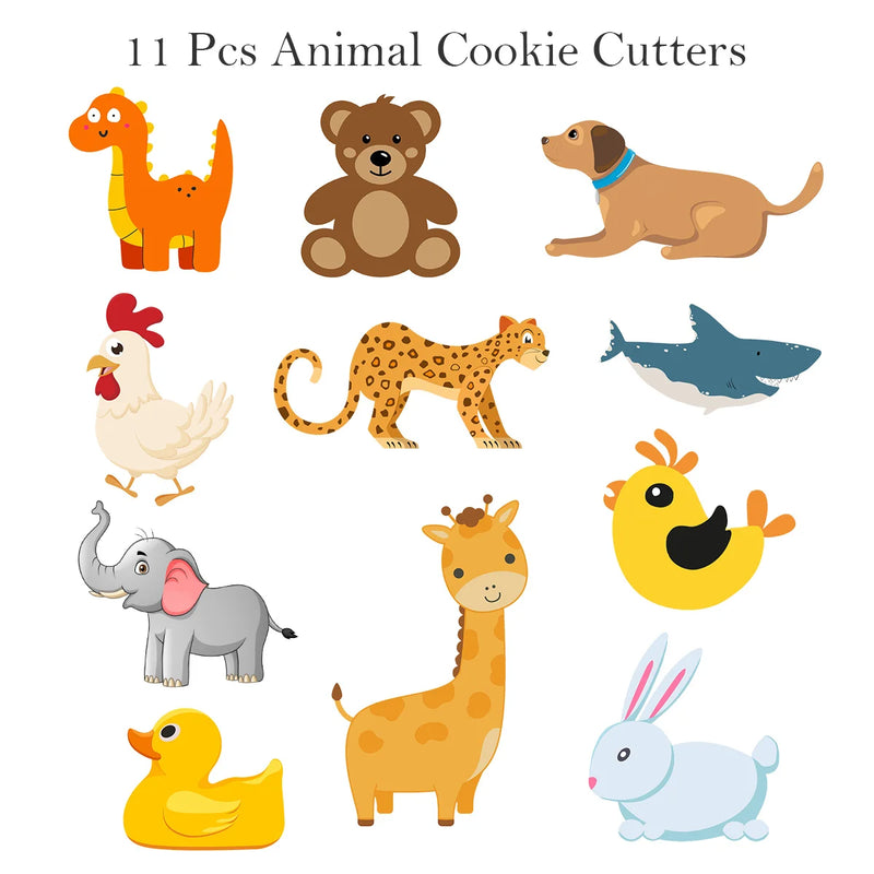 11-piece Cute Stainless Steel Animal Cookie Cutter Set