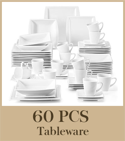 MALACASA 30/60PCS Marble Grey Porcelain Tableware Dinnerware Set
