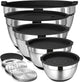 8-Piece Stainless Steel Non-Slip Bottom Mixing Bowl Set with Lids