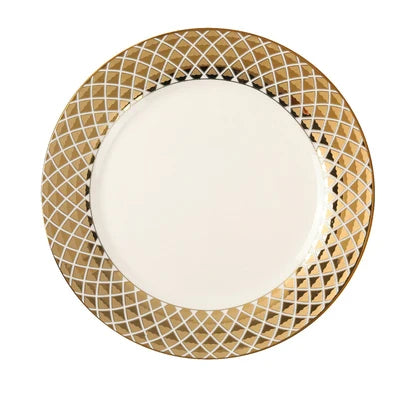Luxury European Gold-Plated Ceramic Dessert & Pastry Plate