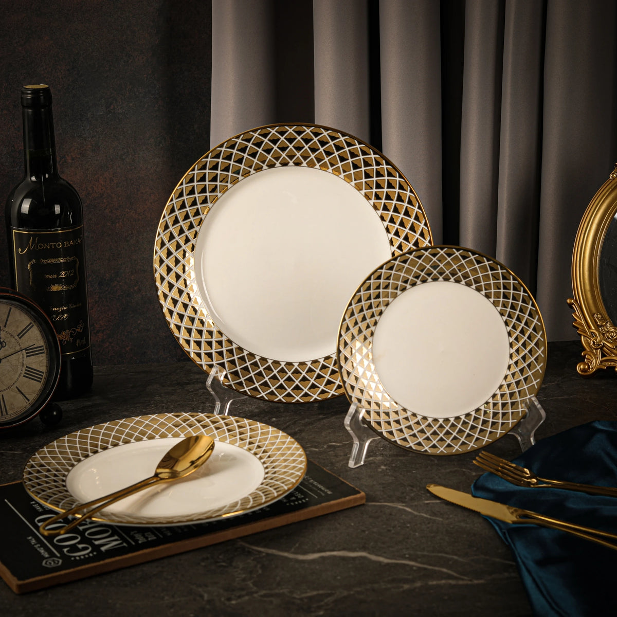 Luxury European Gold-Plated Ceramic Dessert & Pastry Plate