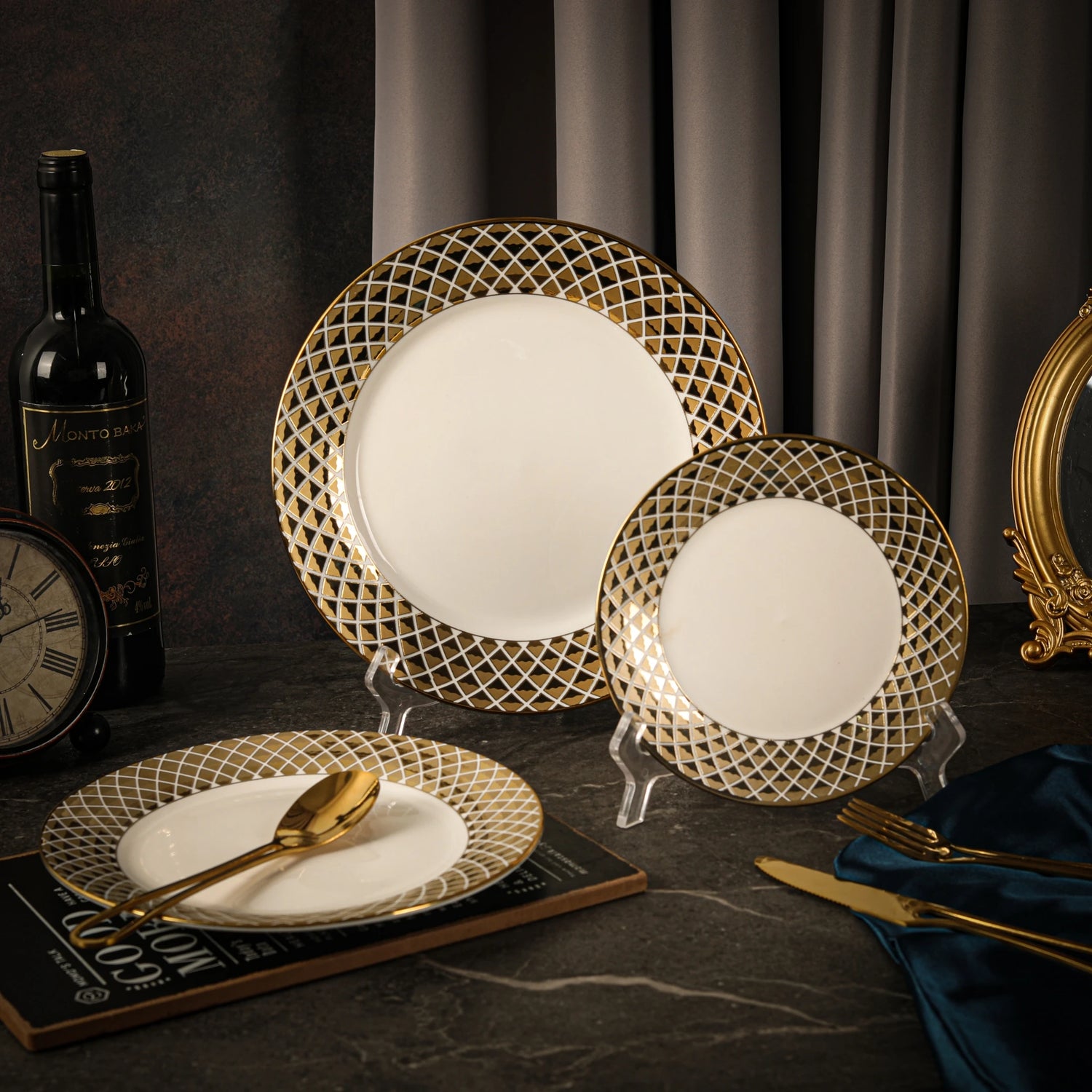 Luxury European Gold-Plated Ceramic Dessert & Pastry Plate