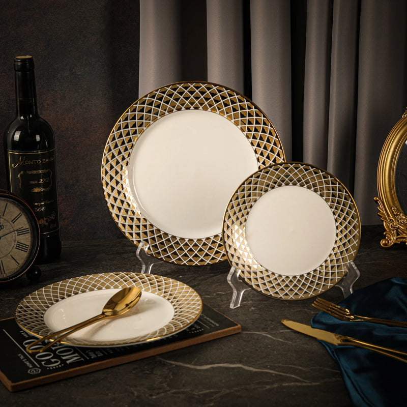 Luxury European Gold-Plated Ceramic Dessert & Pastry Plate