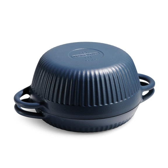 Tramontina 4 QT Enameled Cast Iron Dutch Oven for Bread Baking Blue