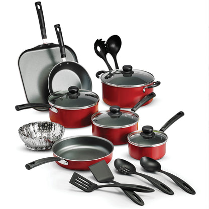 Tramontina Primaware 18 Piece Non-Stick Cookware Set, Red