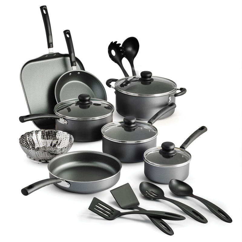 Tramontina  18 Piece Non-Stick Cookware Set, Steel Gray