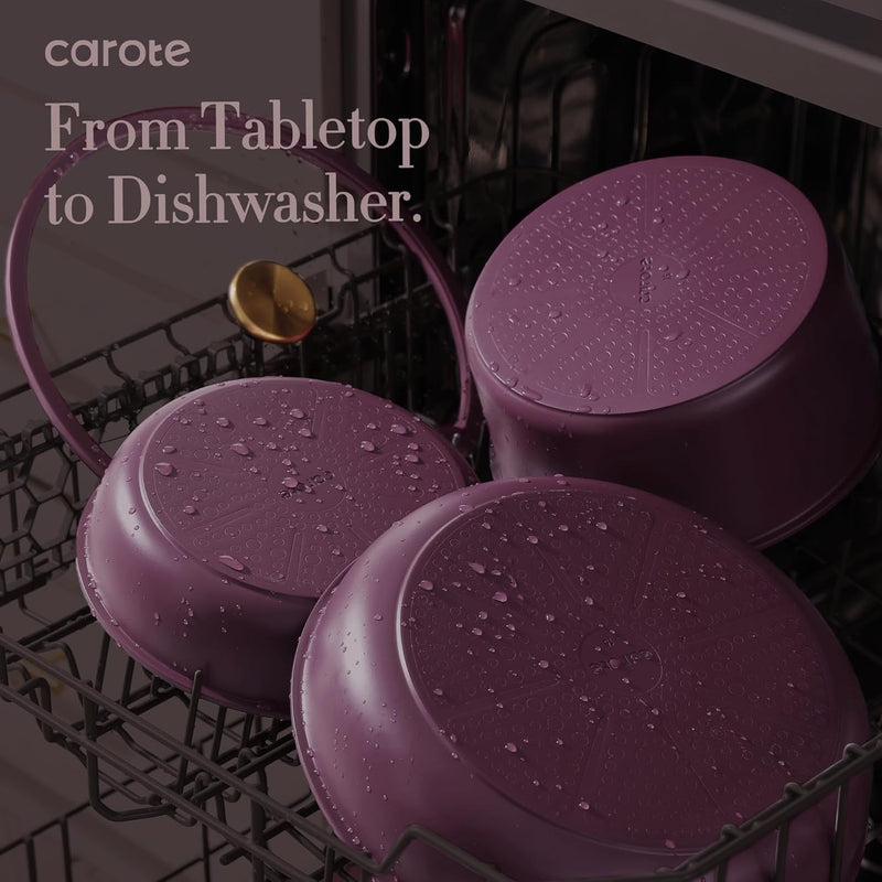 20-Piece Nonstick Ceramic Pots and Pans Set with Detachable Handles | Space-Saving Induction Cookware Set (Ultra Violet)