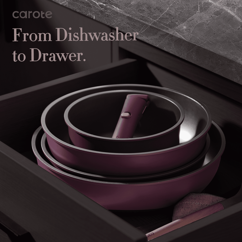 20-Piece Nonstick Ceramic Pots and Pans Set with Detachable Handles | Space-Saving Induction Cookware Set (Ultra Violet)