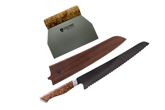 STEELPORT 3-Piece Baker Set – Bread Knife, Scraper & Sheath