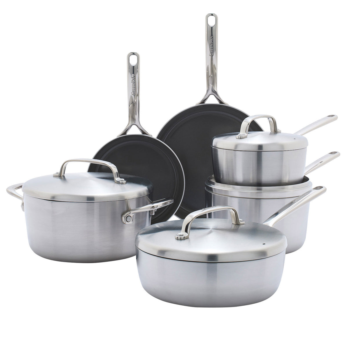 Greenpan GP5 Ceramic Non-Stick Stainless Steel 10-Piece Cookware Set
