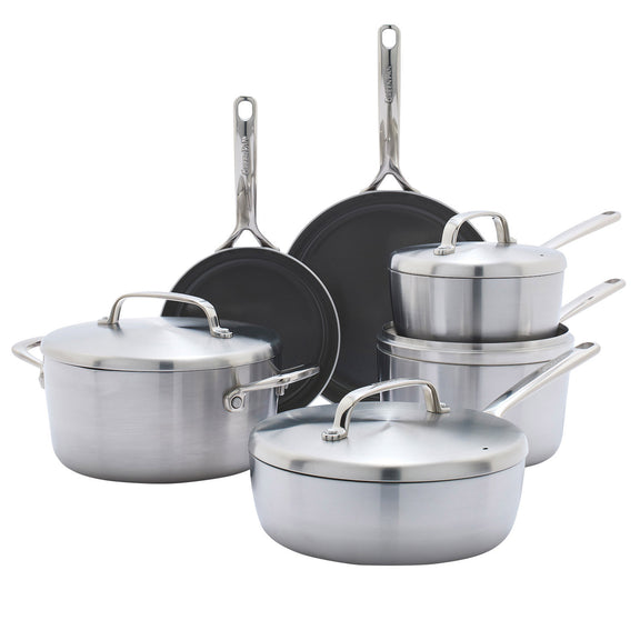 Greenpan GP5 Ceramic Non-Stick Stainless Steel 10-Piece Cookware Set