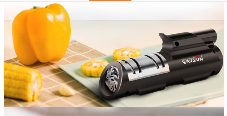 Warsun knife sharpener on a cutting board with vegetables