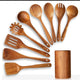 Teak Natural Wood Ladle Turner Colander Soup Skimmer Tool Set
