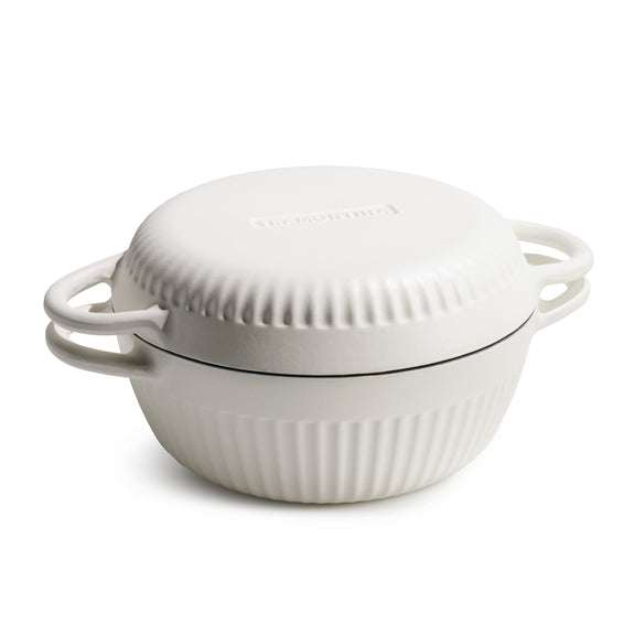 Tramontina 4 QT Enameled Cast Iron Dutch Oven for Bread Baking White