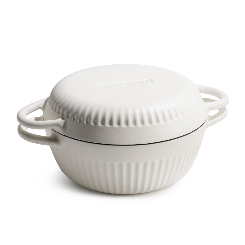 Tramontina 4 QT Enameled Cast Iron Dutch Oven for Bread Baking White