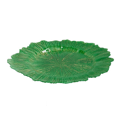 Green decorative plate on a white background
