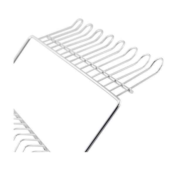 Metal dish rack on a white background