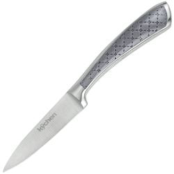 Paring knife with a carbon fiber handle on a white background