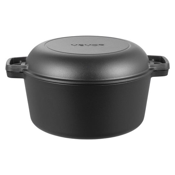 Black cookware pot with lid on a white background