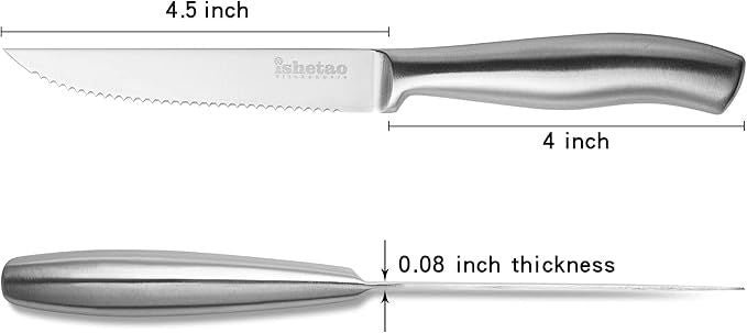 Knife with measurements on a white background