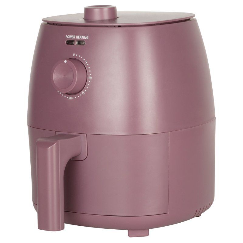 Mauve-colored air fryer on a white background