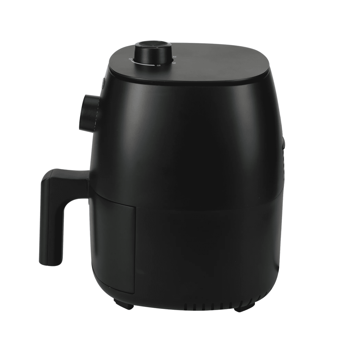 Black air fryer on a white background