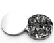 Metallic cookie cutter set with various shapes on a white background