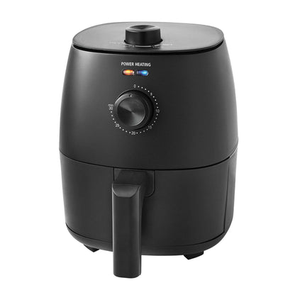 Black air fryer on a white background