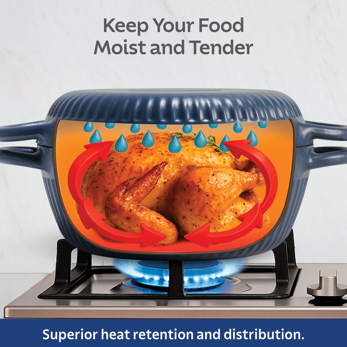 Tramontina 4 QT Enameled Cast Iron Dutch Oven for Bread Baking Blue